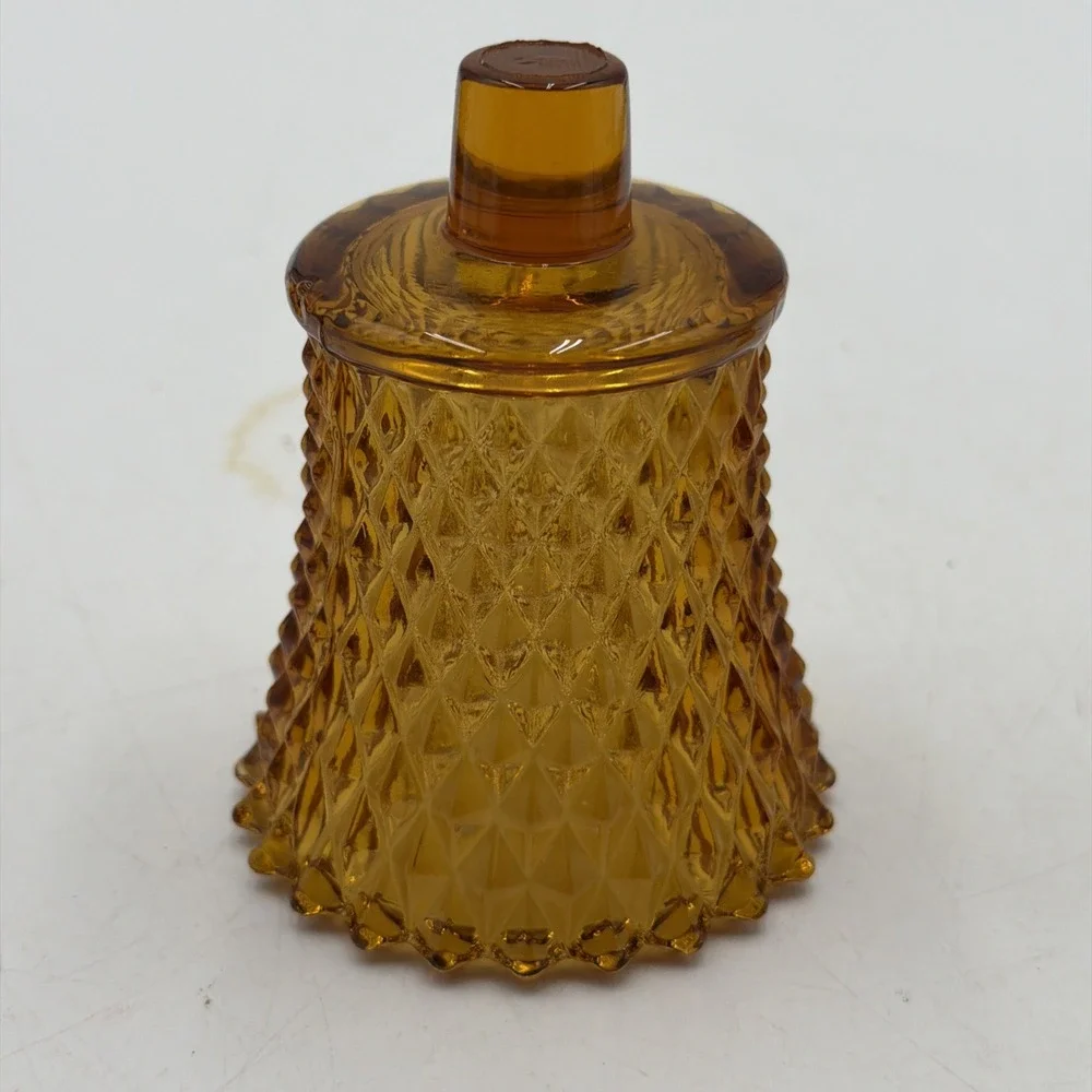 Vintage Homco Amber Diamond Point Glass Peg Votive Candle Holder